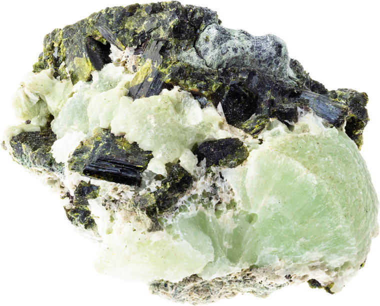 Prehnite Rough Stones in Epidote Matrix Cutout